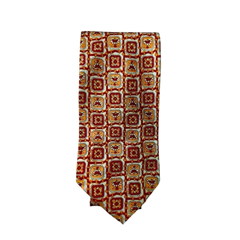 JCPenny Vintage Geometric Square Print Orange Coral TIe